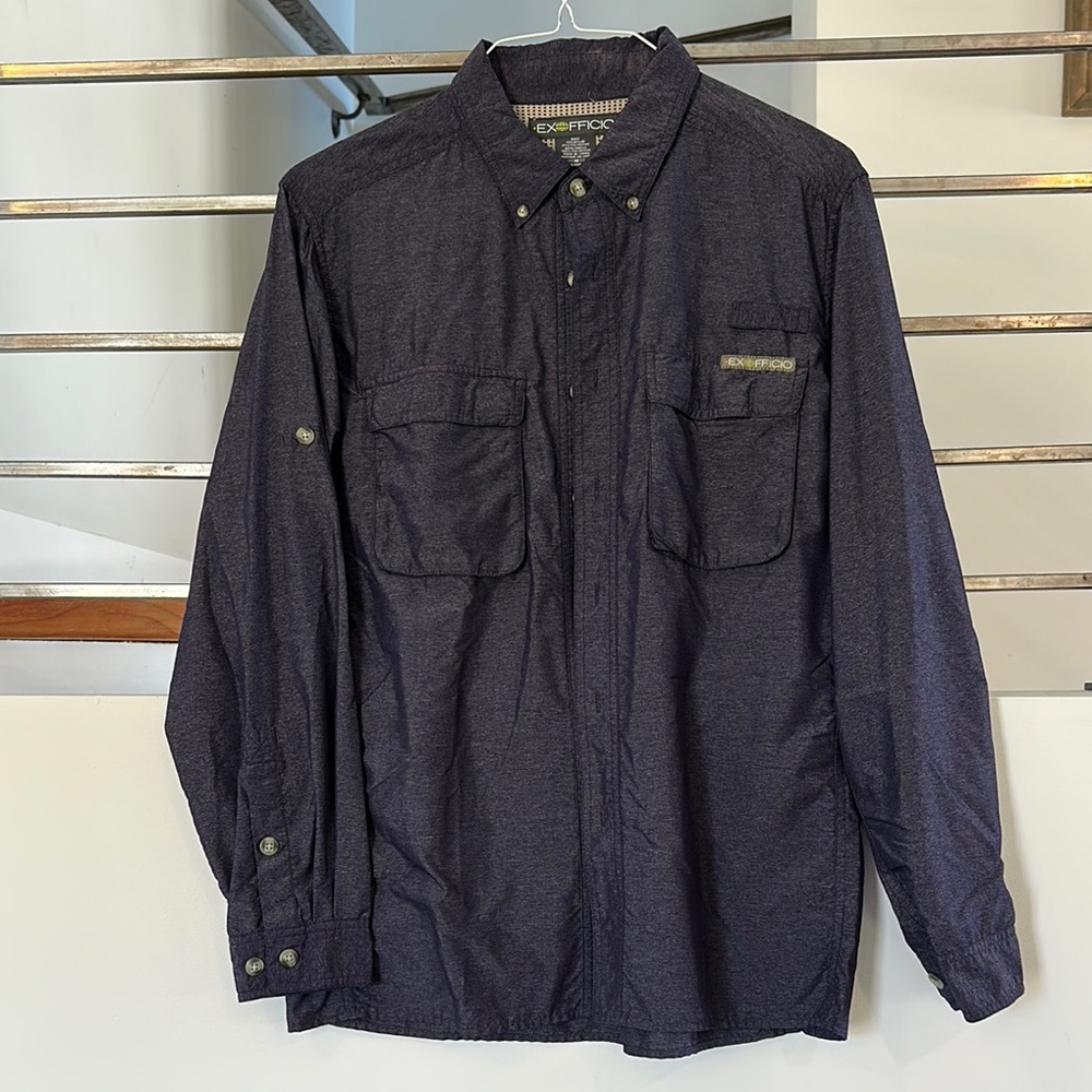 ExOfficio Dark Blue Button-Up Shirt